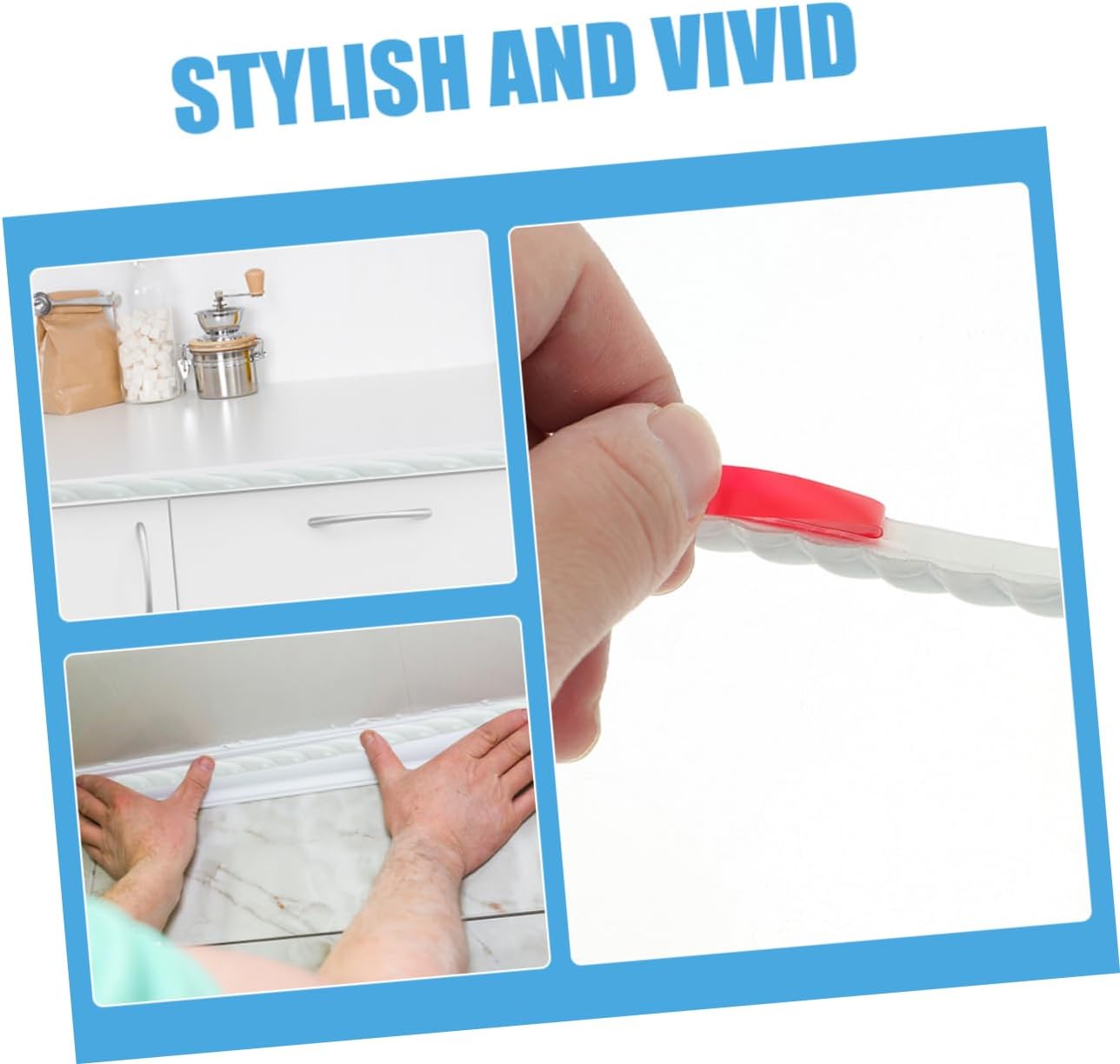 Peel and Stick Self-Adhesive Wall Trim for Decoration Flexible PVC Molding with Relief Pattern for Smooth Surfaces Like Cabinets and Door Frames White Trim