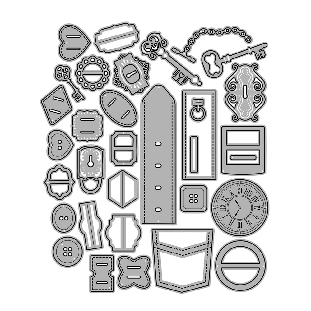 Stitching Clocks Die Cuts for Card Making, Love Heart Lock Key Metal Cutting Dies for Paper Scrapbooking, DIY Stencils for Album Party Wedding Festivals Decoration — image 1
