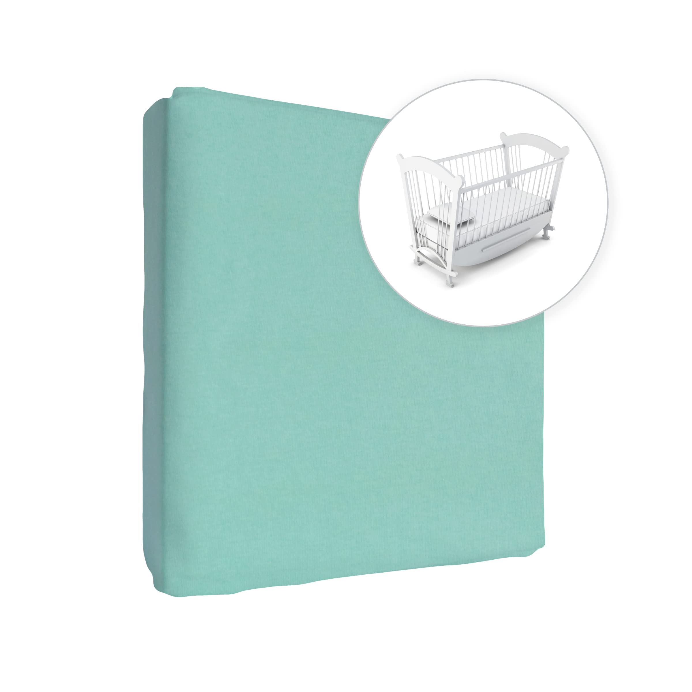 Jersey 100% Cotton Fitted Sheet for 90 x 55 cm Baby Bedside Crib Mattress (Cream) — view 25