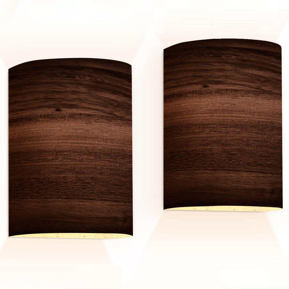 Wall Sconces Set of Two Battery Operated Natural Wood Texture