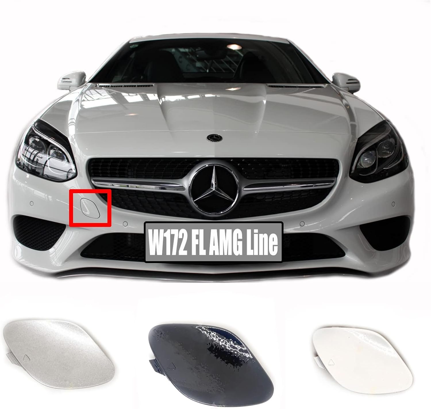 Front Tow Cover for 16-18 Mercedes Benz SLK SLC W172 R172 AMG Line Fit 180 200 250 300 350 43 55 2016 2017 2018 Bumper Towing Hook Eye Cap 1728850700