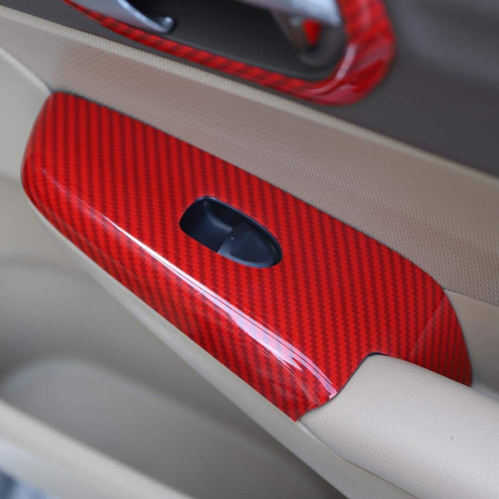 Red Black Carbon Fiber Pattern Window Control Panel Armrest Cover ABS Carbon Fiber Style Door Lock Switch Trim Fit for Honda Civic 2006 2007 2008 2009 2010 2011 (Red)