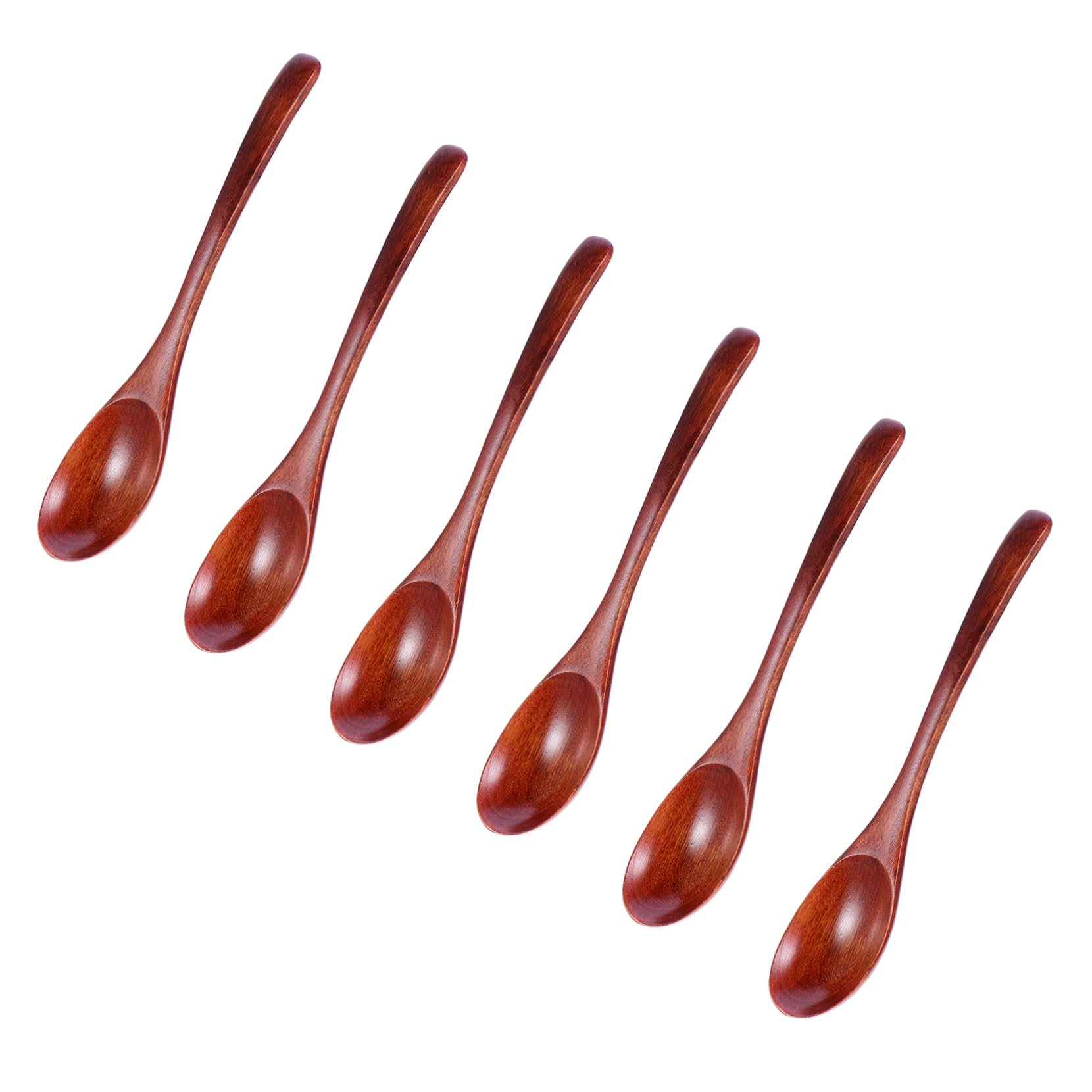 SOLUSTRE 6pcs Lightweight Wooden Soup Spoon Porridge Utensils for Kitchen Cooking Non Stick Design for Hot Pot and Family Dinners