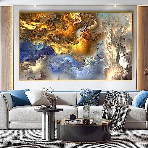 Toile peinture moderne nuages colorés pour illuminer un salon sombre ou grand mur