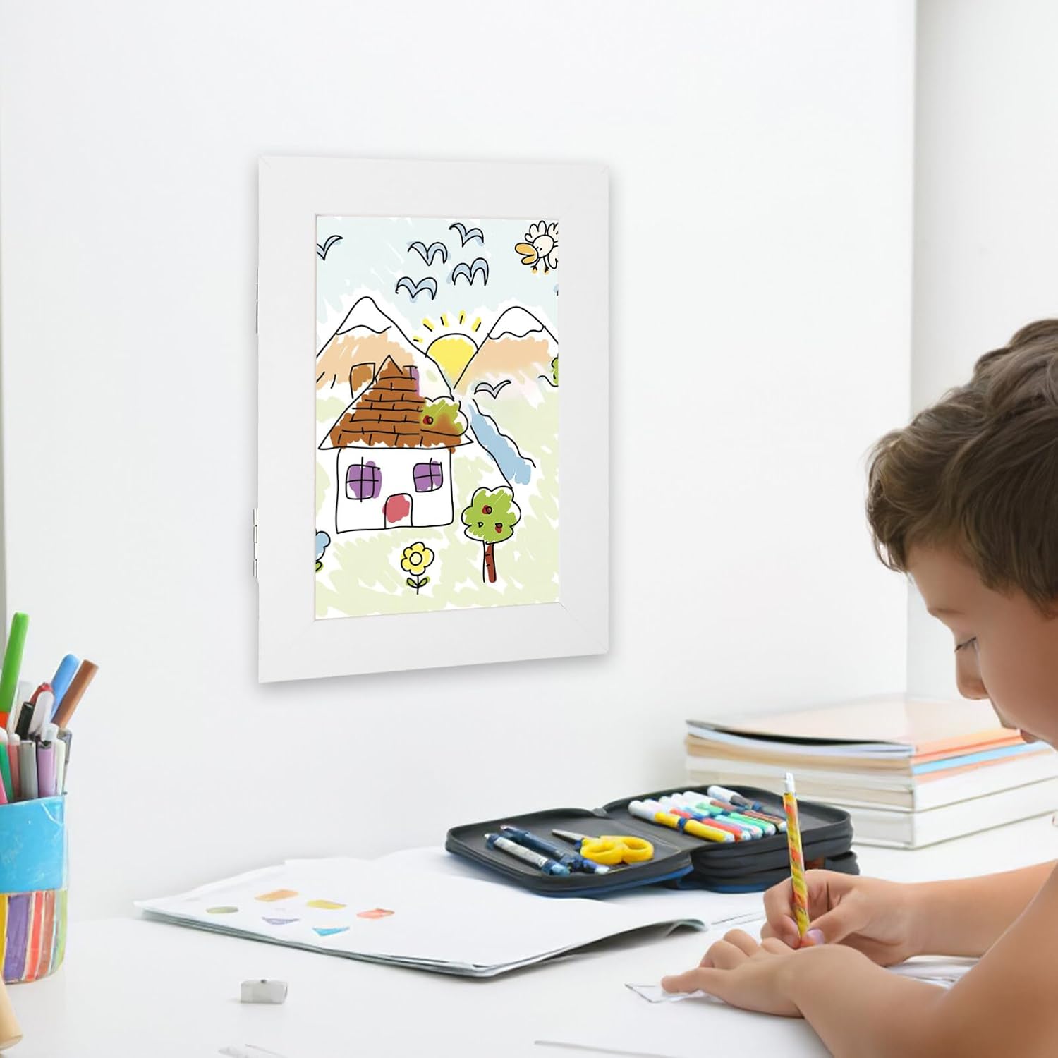 HOMSFOU Kids Artwork Frame 5X7 Front Opening Picture Frame for Children Artwork Changeable Art Display for Desktop or Wall Home Decor for Kids Room