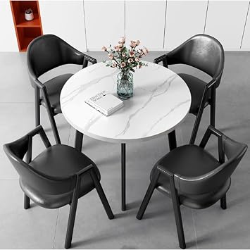 Round Conference Table Set,Table For Dining Room,Round Dining Table Set,Office,Save Space,Kitchen Table And 4 Chairs,Modern Casual Coffee Table,Office Meeting Room Reception Negotiation TableBlack