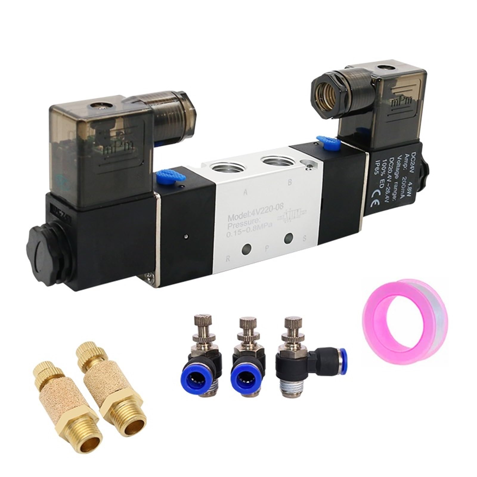 Électrovanne 4v220-08 double tête 5 voies 2 positions pour circuit pneumatique