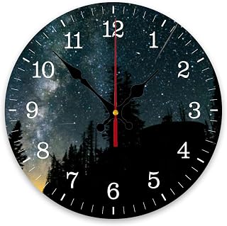 Perseid Meteor Shower Wall Clock Decorative for Living Room Decor Kitchen Bathroom Bedroom Office Silent Outdoor Waterproof Patio Wooden Analog Clock