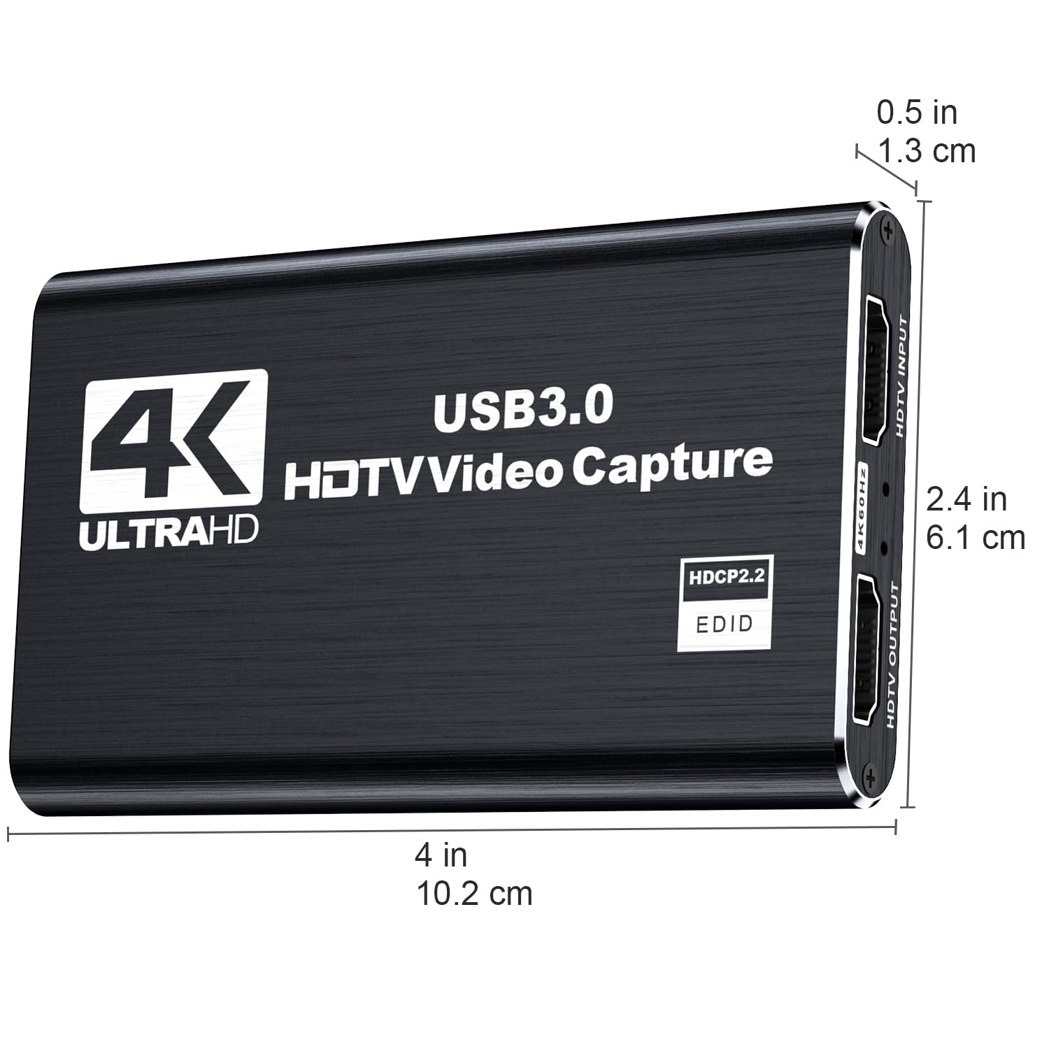 Carte de capture vidéo audio 4K noire – Prend en charge l'entrée HDMI 4K et l'enregistrement Full HD 1080p à 60 fps pour le jeu, le streaming en direct et la vidéoconférence (câble HDMI