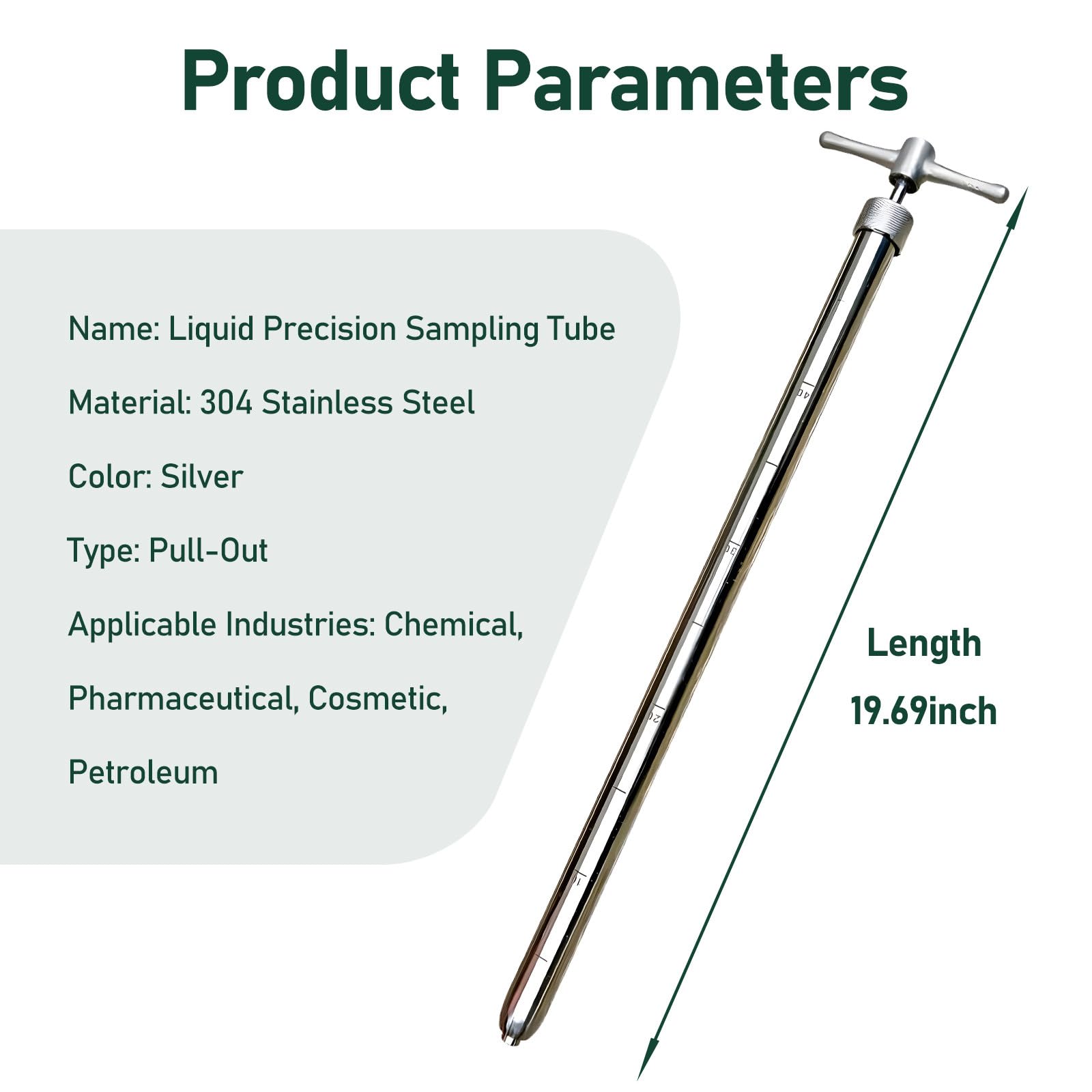 Tubo campionatore liquido, in acciaio inox, estraibile, strumento da laboratorio per l'essiccazione, ecologico, attrezzatura essenziale da laboratorio, lunghezza 0,5 m
