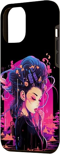 Miniatura 2 de Funda Artsy para iPhone 12 Pro Max Japanese Geisha Retro Anime Cyberpunk Manga Synthwave