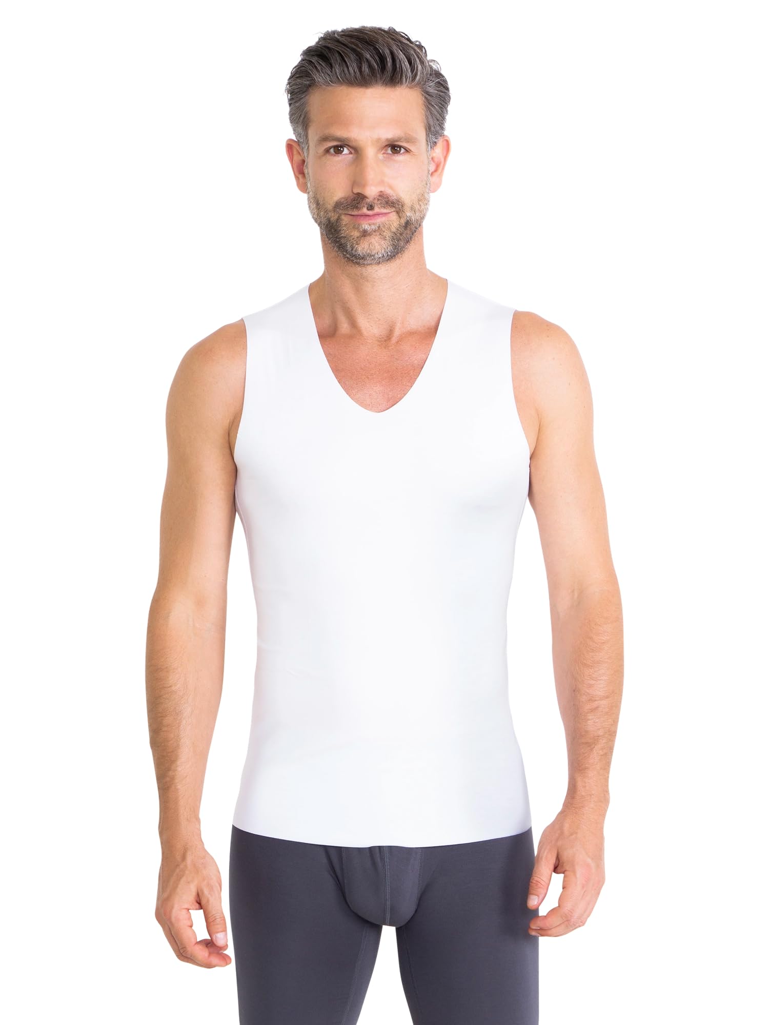 FINN Clean-Cut - Camiseta interior para hombre, sin mangas, cuello en V, invisible, con acabado de corte láser, sin costuras, de modal original de Lenzing