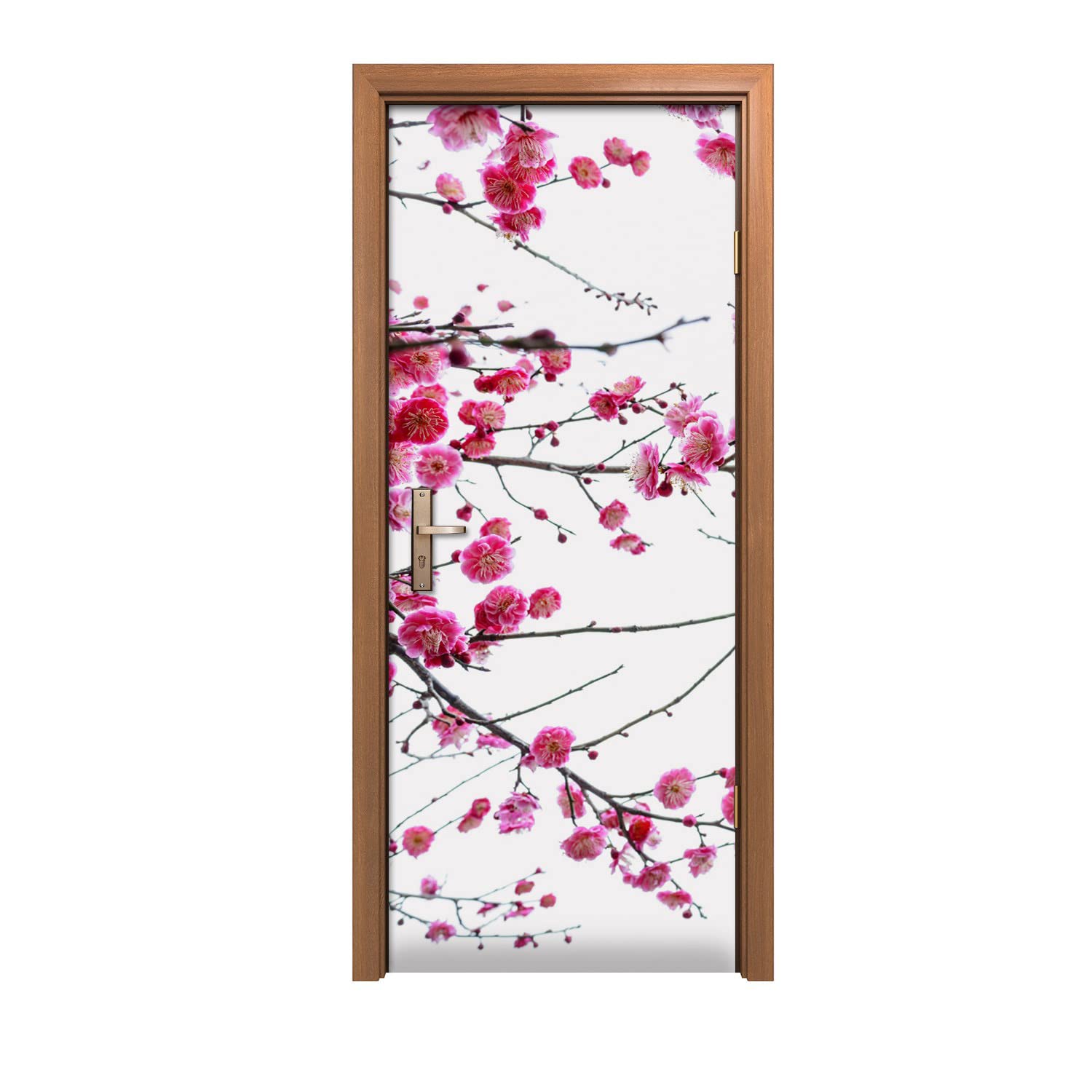 Autocollant de porte branches d'arbres fleurs poster vertical mural 80x200