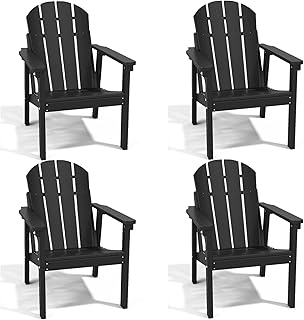 Adirondack Chair Set of 4, All Weather HDPE Fire Pit Chairs, Oversized P...