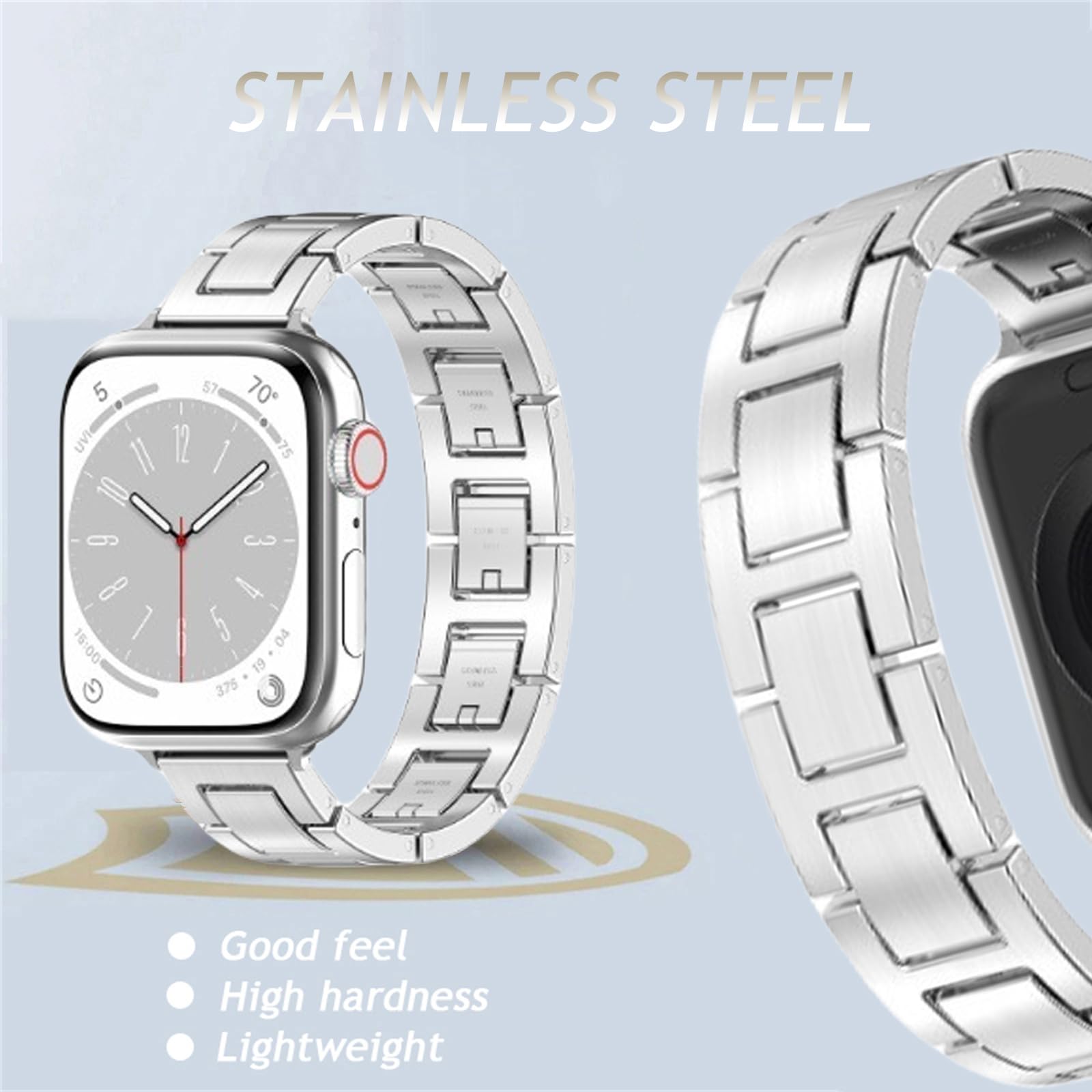 Pasek kompatybilny z zegarkiem Apple Watch 49 mm, 45 mm, 44 mm, 42 mm, 41 mm, 40 mm, 38 mm, zapasowa metalowa opaska na nadgarstek ze stali nierdzewnej do iWatch SE Ultra 1, 2, serii 9, 8, 7,