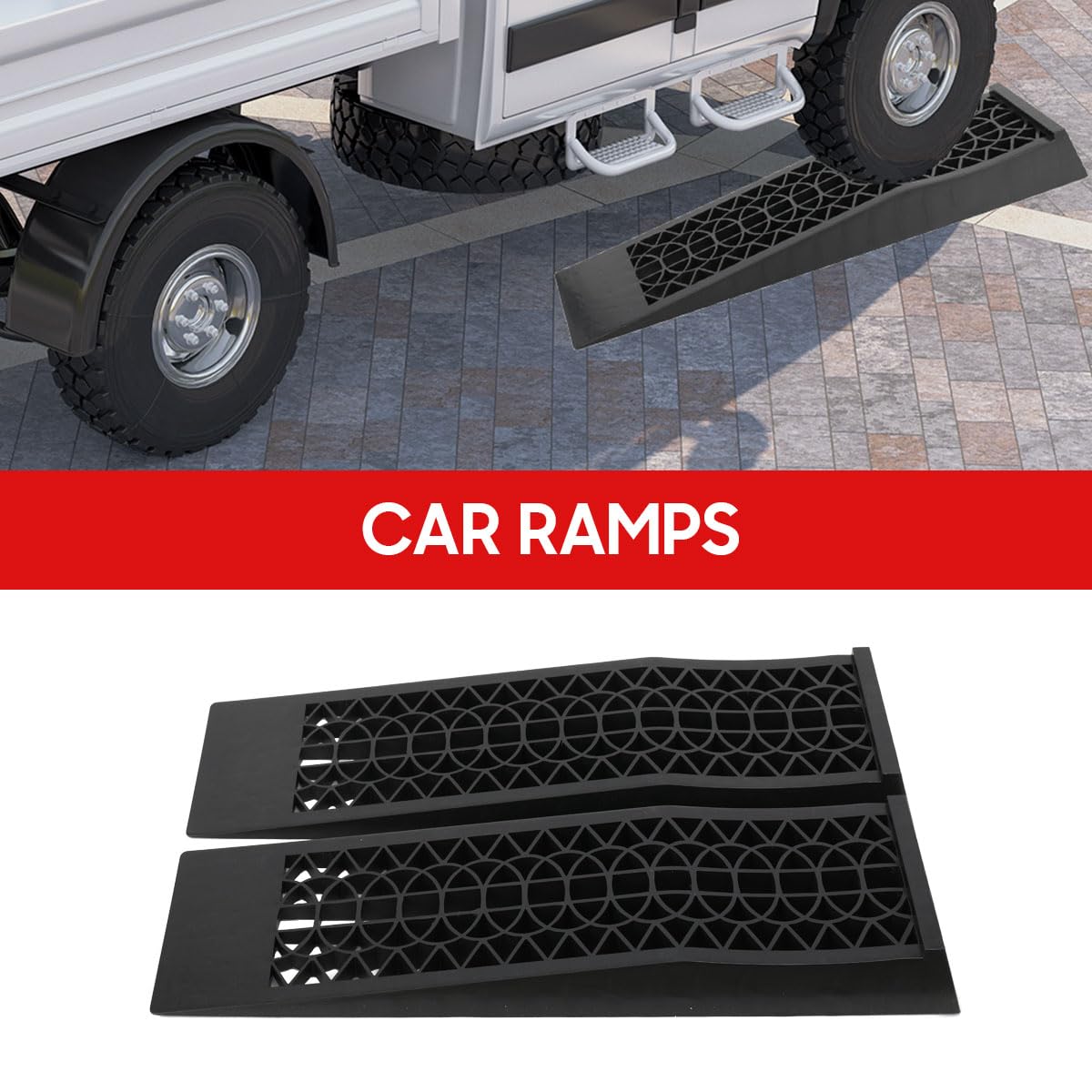 2 rampas 5T para remolque de coche, rampa de mantenimiento de coche de alto rendimiento, plástico superestable, rampas de elevación, cuñas, rampas de plástico, garajes de plástico, rampas de