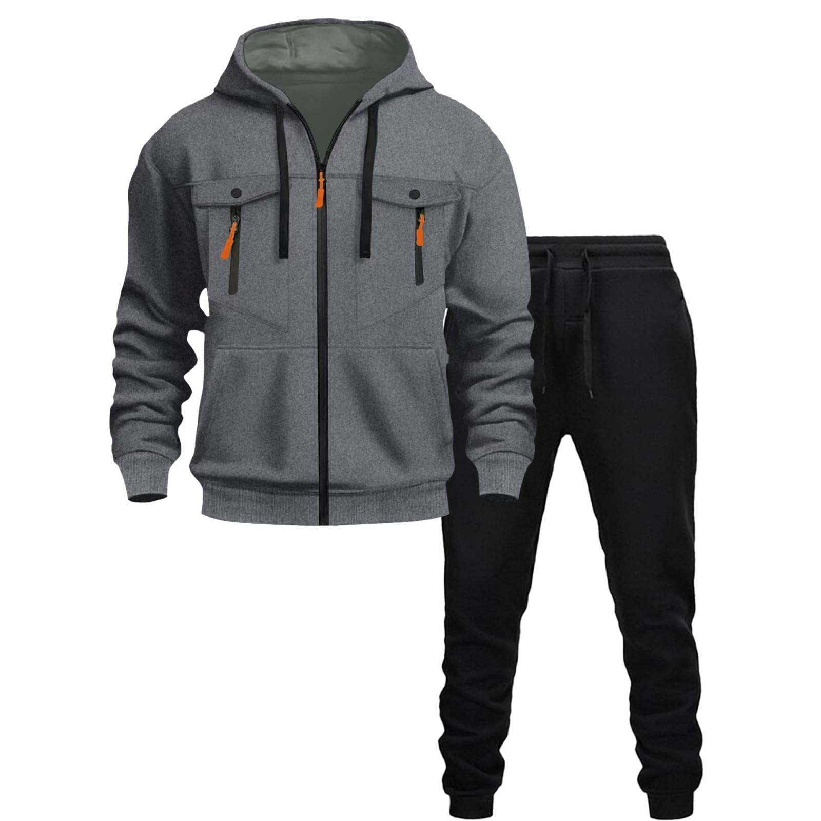 Tuta da jogging da uomo con cappuccio, 2 pezzi, per attività all'aria