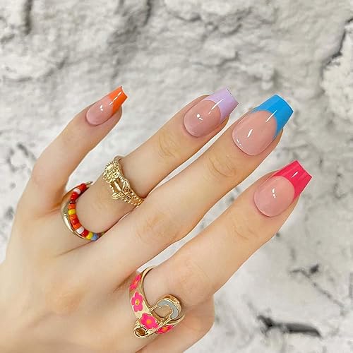 Miniatura 2 de Redykat 24 uñas postizas brillantes a presión tipo ataúd, arte de uñas de calidad de salón, uñas postizas acrílicas extralargas, uñas postizas,