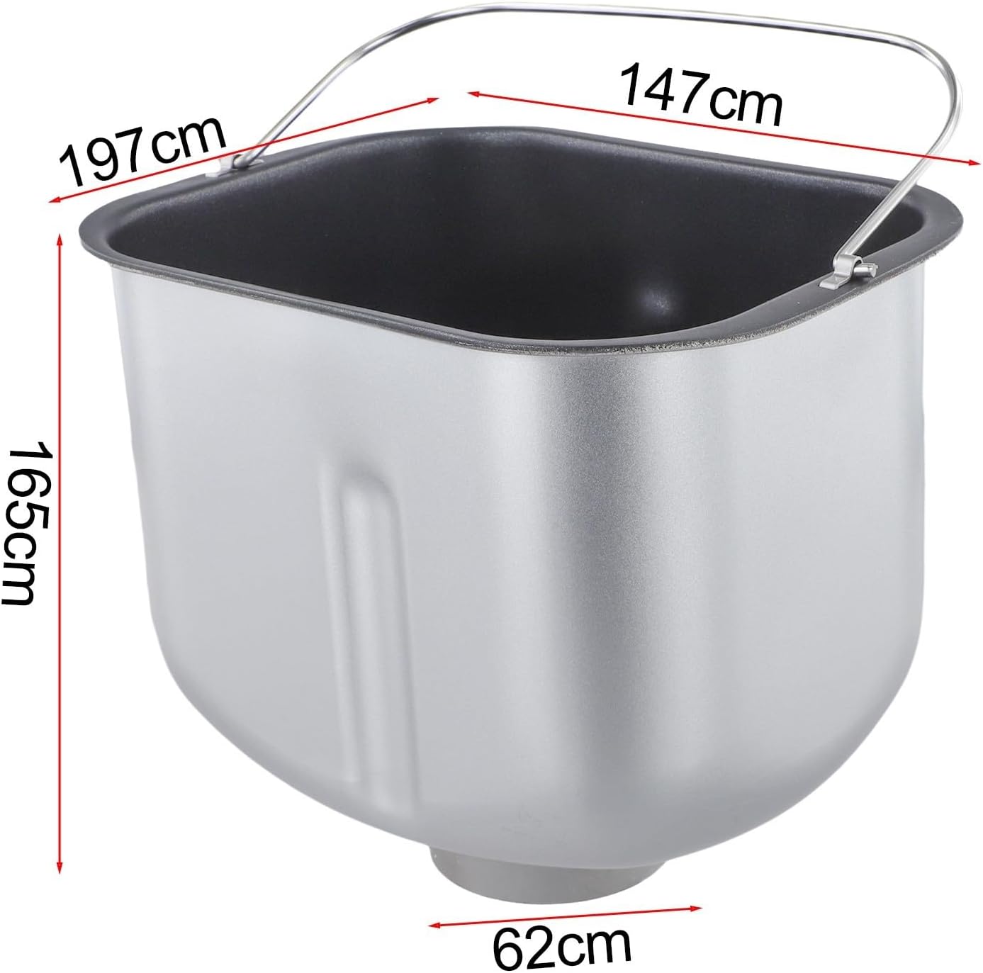Stainless Steel Bread Maker Mixing Bucket with Non- Dough Liner, Replacement Bucket for Bread Machine, Heavy Duty Dough Mixing Bowl for Baking(Black T1)