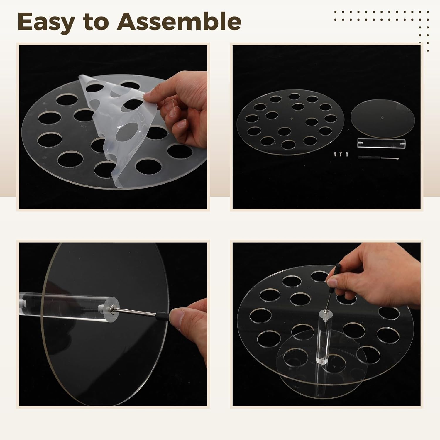 Acrylic Ice Cream Cone Holder, 16-Hole Display Stand With 100 Cones And 100 Cocktail Picks, Transparent Design For Parties And Shops