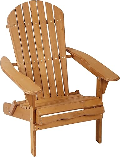 YRLLENSDAN Sillas Adirondack plegables resistentes a la intemperie, para fogatas al aire libre con acabado natural, silla de césped para porche al