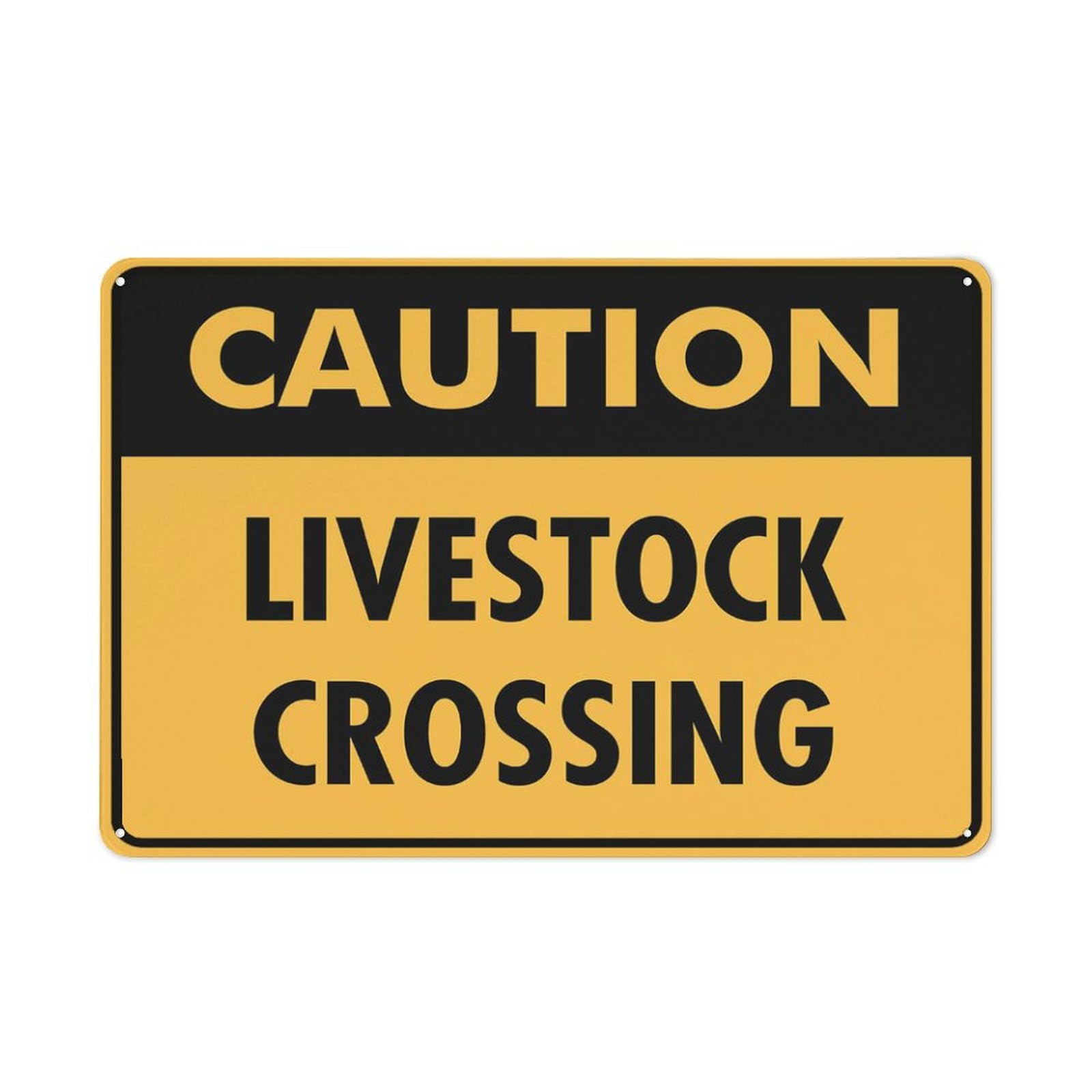 Caution Livestock Crossing Sign 12”X8” Metal Signs Aluminum Sign Pre-Drilled Holes For Easy Mounting Indoor Or Outdoor Use For Fence Door Or Gate
