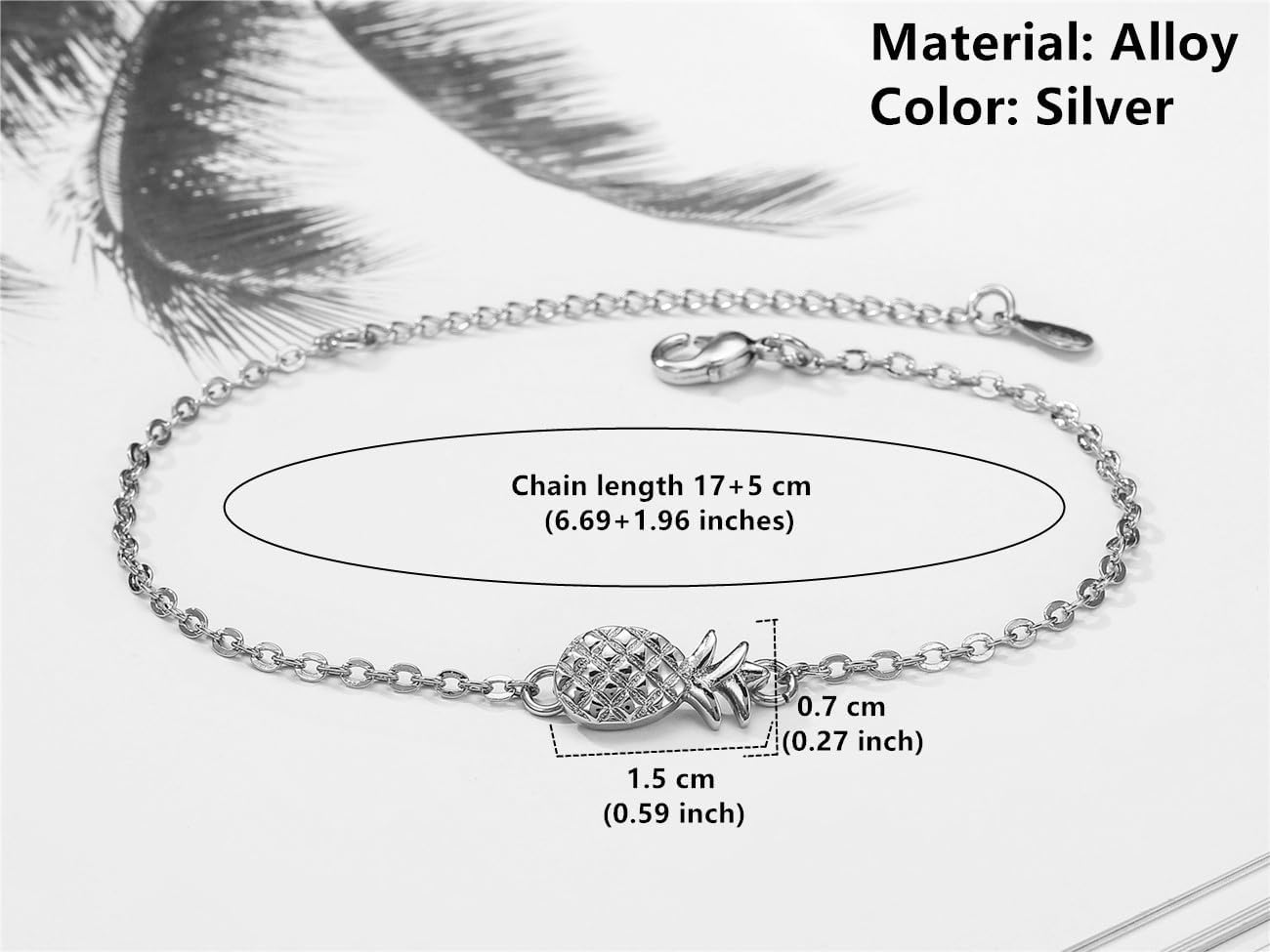 Silver Pineapple Bracelet for Women Adjustable Fruit Bracelet - Image 3