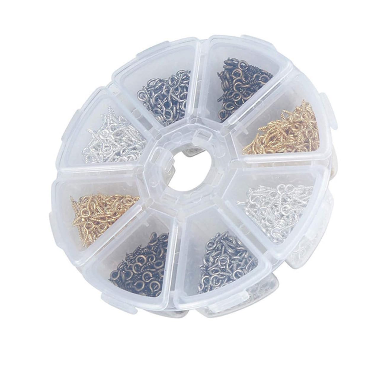 KONTONTY Screw Eye Pin Peg 800pcs Threaded Screw Hoist Rings for Jewelry DIY Craft Supplies