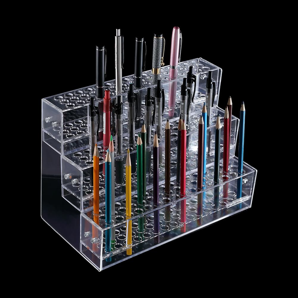 Porte crayons marqueurs transparent en acrylique avec présentoir de 144 trous