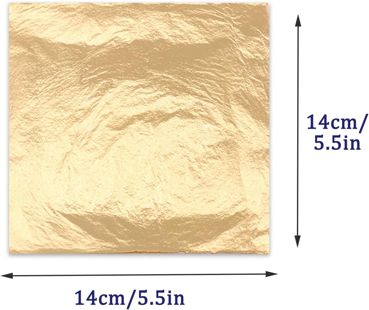 1000 Sheets Leaf Imitation Gold Leaf, Silver Leaf, Rose Gold Leaf for Arts, DIY,Gilding Crafting, Decoration, Furniture (Gold)