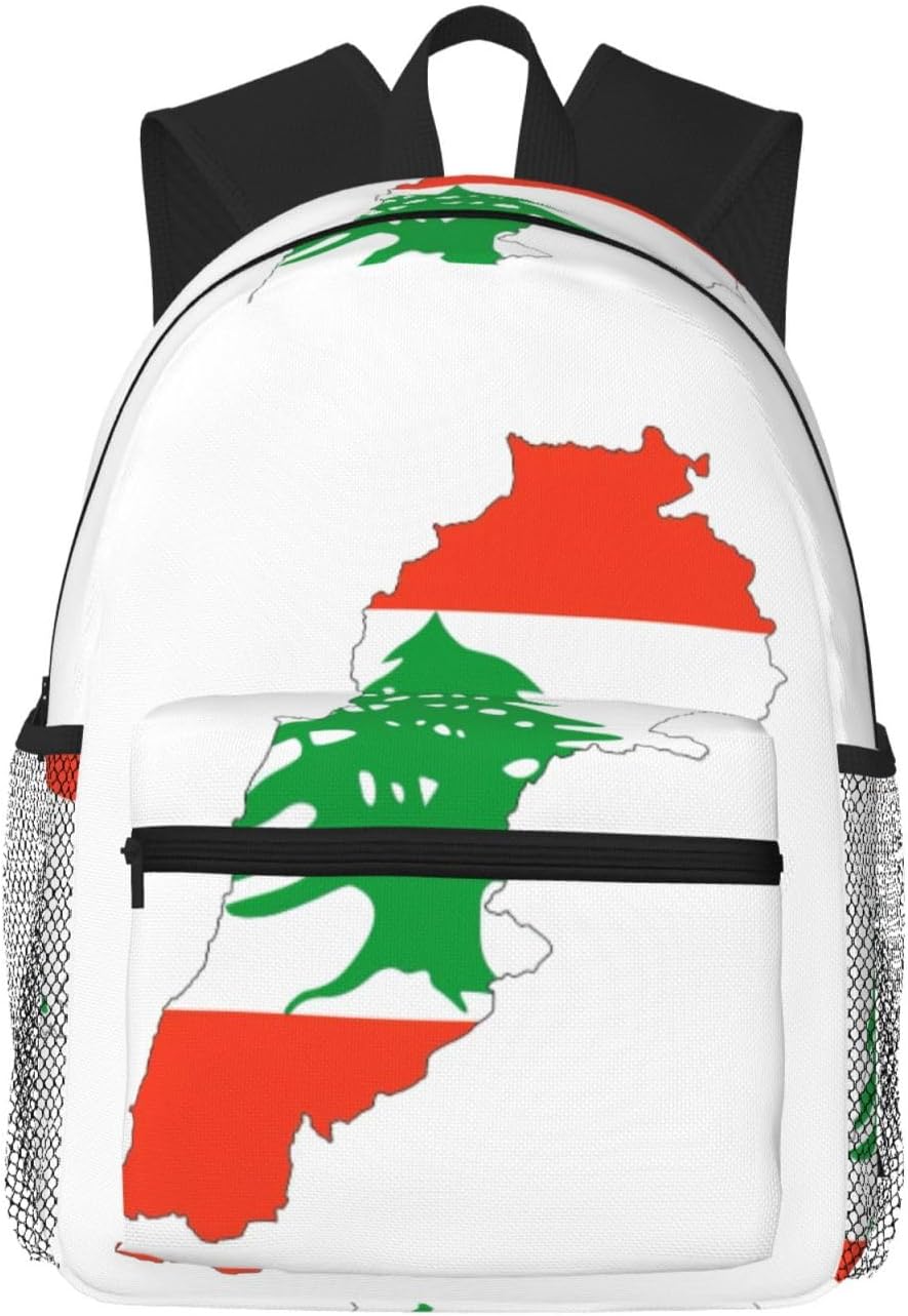 Lebanon Flag Map Backpack Large Sports Bag, Best for Basketball, Soccer, Volleyball, Swim, Gym, Travel