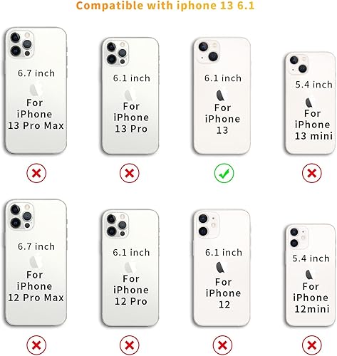 Miniatura 6 de YESPURE Funda transparente para iPhone 13 con cordón ajustable para el cuello, suave y delgada transparente TPU antiamarilleo, a prueba de golpes,