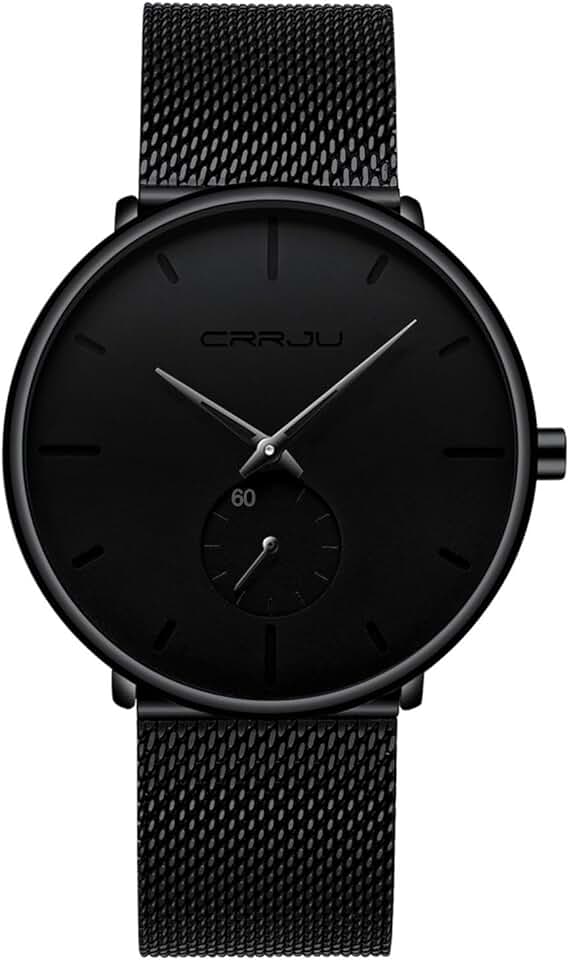CRRJU Mens Watches Ultra-Thin Minimalist Waterproof - Fashion Wrist Watch for Men Unisex Dress with Stainless Steel Mesh Band