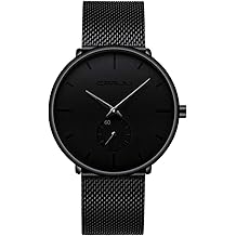 Mens Watches Ultra-Thin Minimalist Waterproof - Fashion Wrist Watch for Men Unisex Dress with Stainless Steel Mesh Band