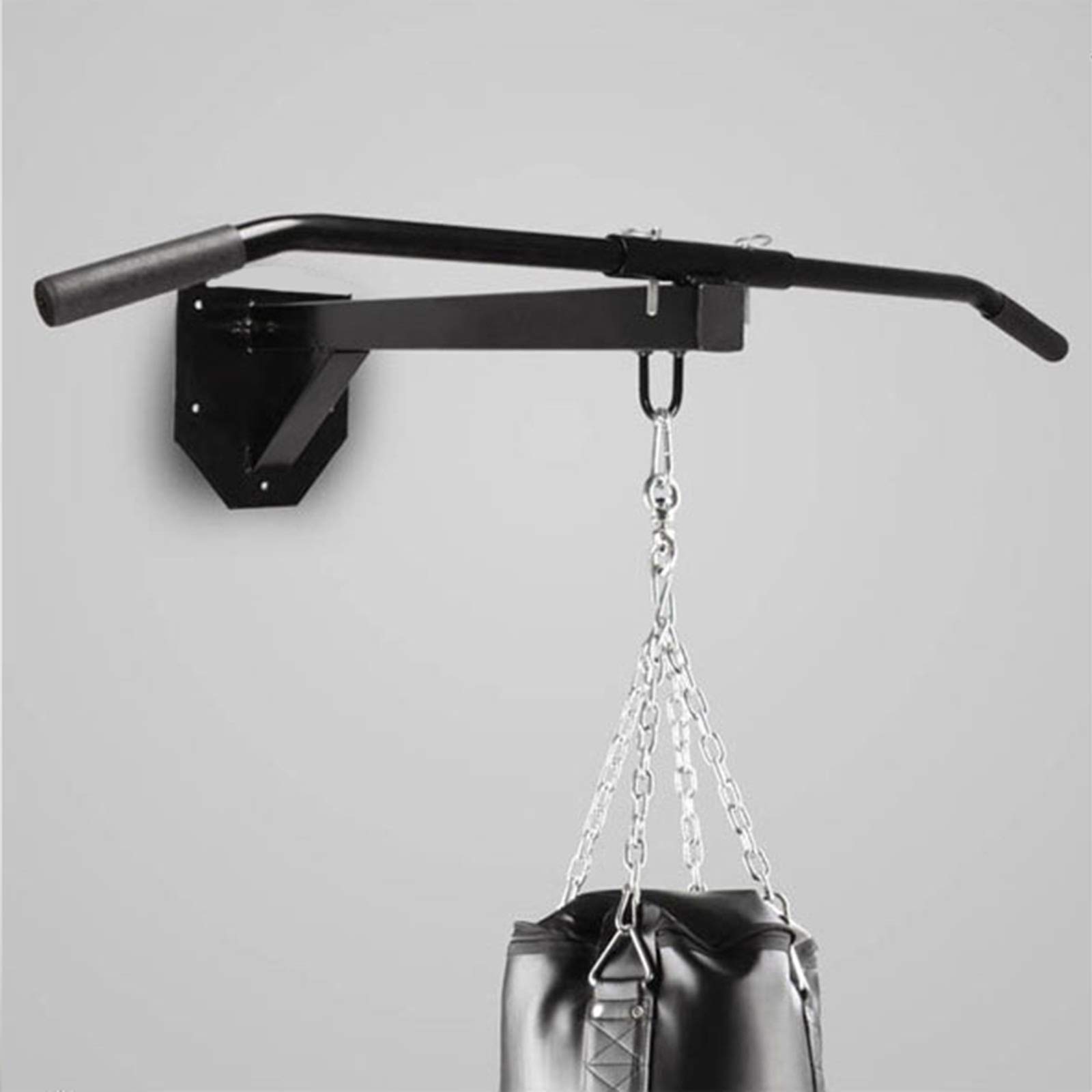 SHIJINHAO Heavy Punch Bag Wall Bracket,Multifunctional Dual Purpose Wall Mount Detachable Fitness Training Steel Indoor Household Horizontal bar Pull-ups (Color : Black, Size : 100x23x67cm)
