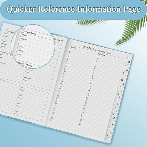 Miniatura 10 de Getvow Libreta de direcciones para teléfono y direcciones con pestañas  Libreta de direcciones de 5 x 7 pulgadas, tapa dura con cumpleaños,