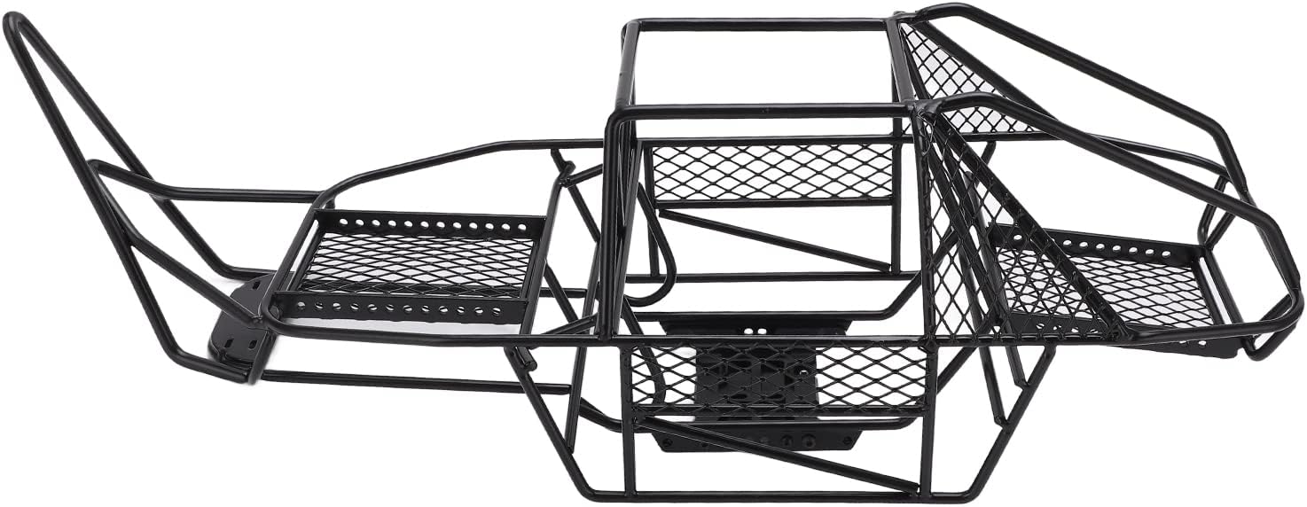 RC Roll Cage Metal Body Frame Chassis Heavy Duty Upgrade Part for Axial SCX10 1/10 Scale RC Crawler Truck Iron Construction Black Finish 450mm Length