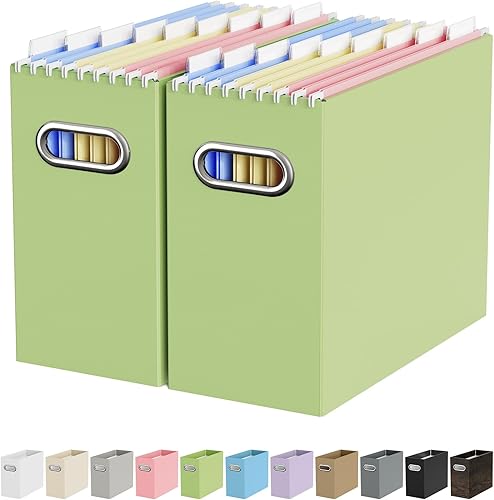 Vista 17 de Caja organizadora de archivos de cartón Oterri para carpetas de archivos colgantes tamaño carta, caja de archivos para escritorio de computadora