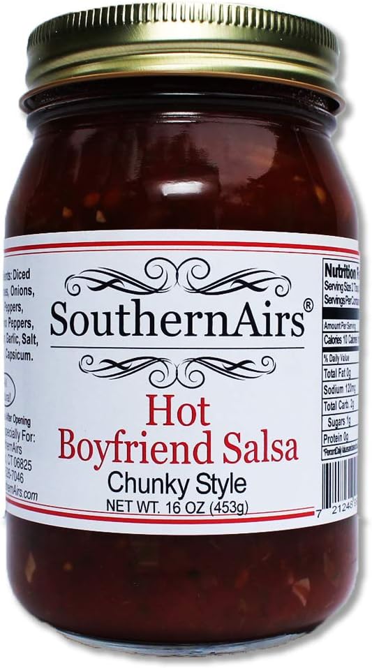 SouthernAirs Hot Boyfriend Salsa / Chunky Style / all natural fresh Medium Hot / great gift for your Hot Boyfriend / 16 oz