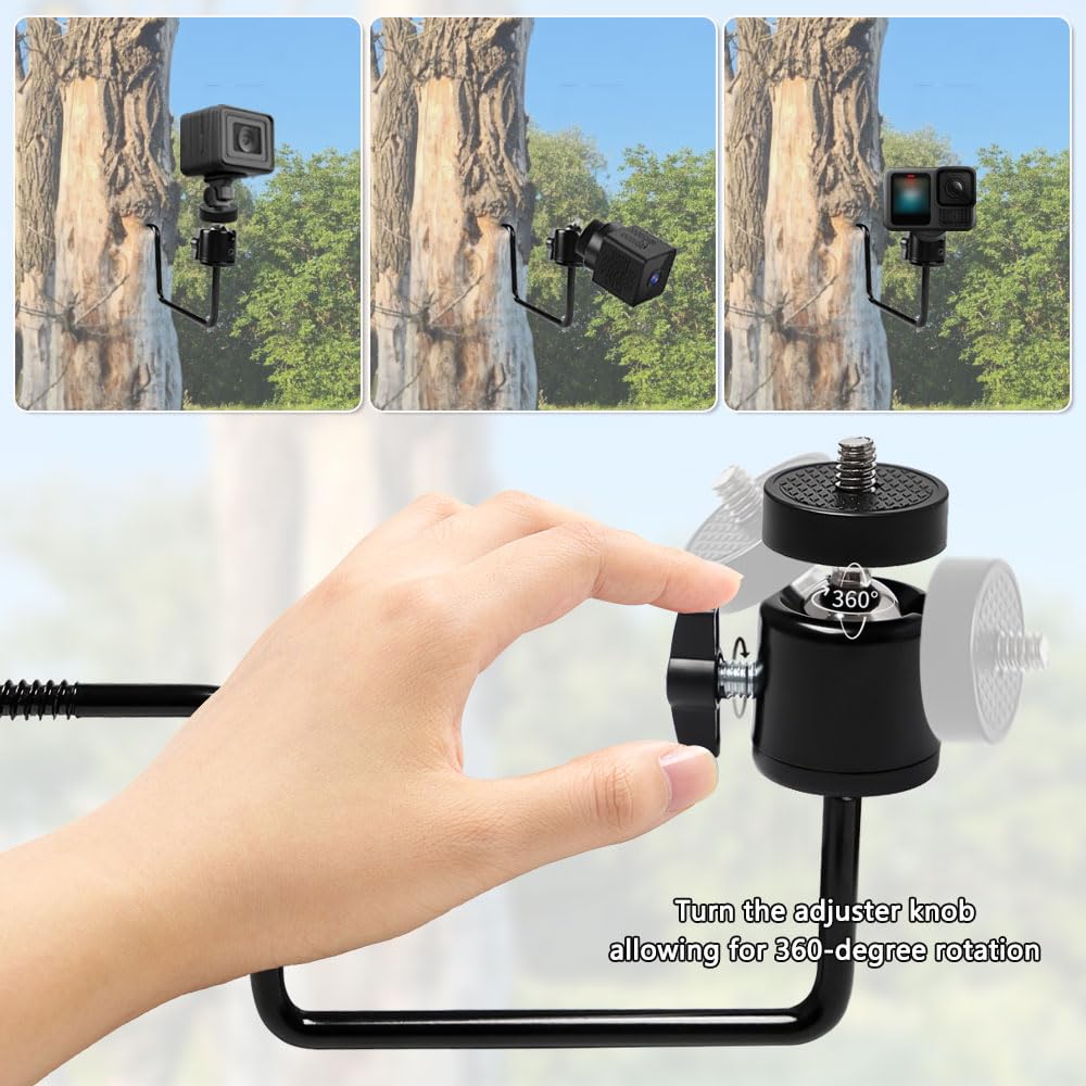 cersaty 3 Pezzi Supporti per Fotocamera Selvaggia set, Regolabile a 360° Staffa Supporto a Vite Fototrappola per le Telecamere Sentiero Foresta, Fotocamera Selvaggia