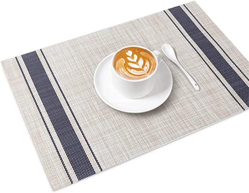 Set of 8 PVC Washable Placemats for Dining Table Mat Non-Slip Placemat Set in Kitchen Accessories Cup Coaster Wine Pad