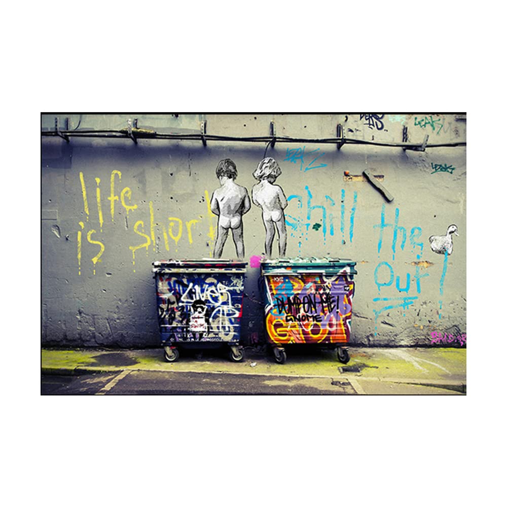 Art abstrait Banksy impression sur toile citation humour 80x120cm