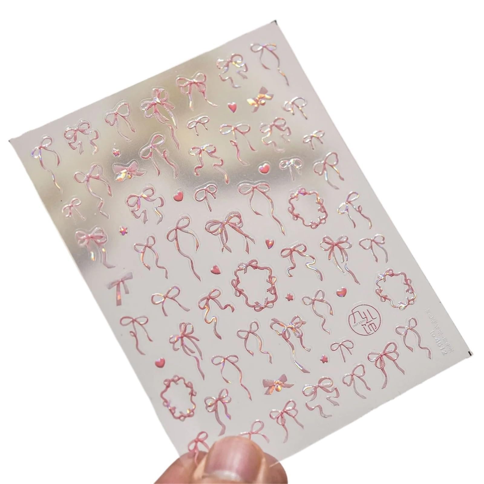 3pcs Sweet Pink Flower Nail Art Stickers Crystal Diamond 5D Rose Butterfly Self Adhesive Nails DIY Manicure Decorations(Black)