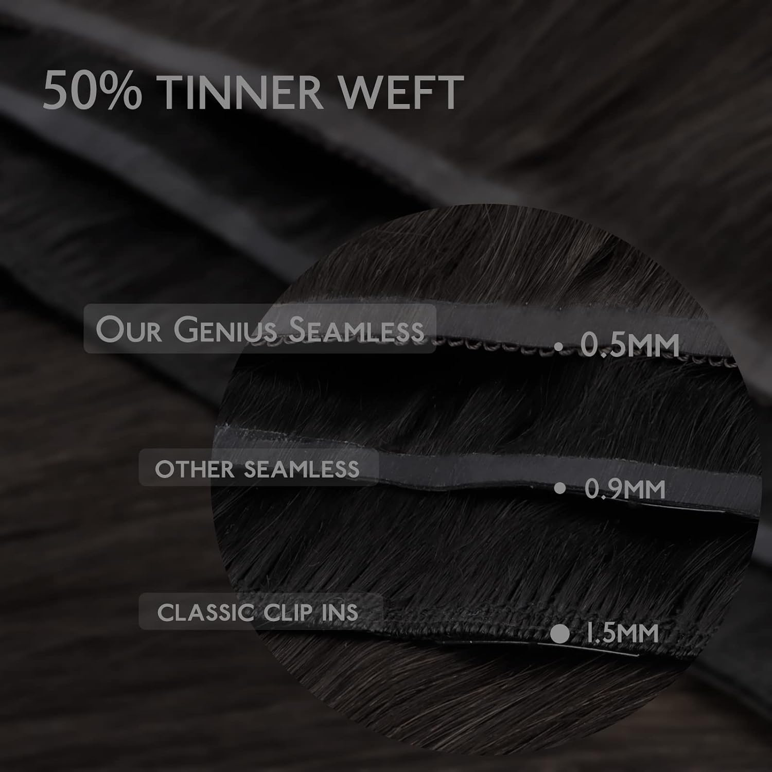 WENNALIFE Lace Seamless Clip in Hair Extensions Human Hair 7pcs Ultra Invisible 50% Thinner Seamless Clip Ins Dark Brown Natural Remy Hair 18 inch