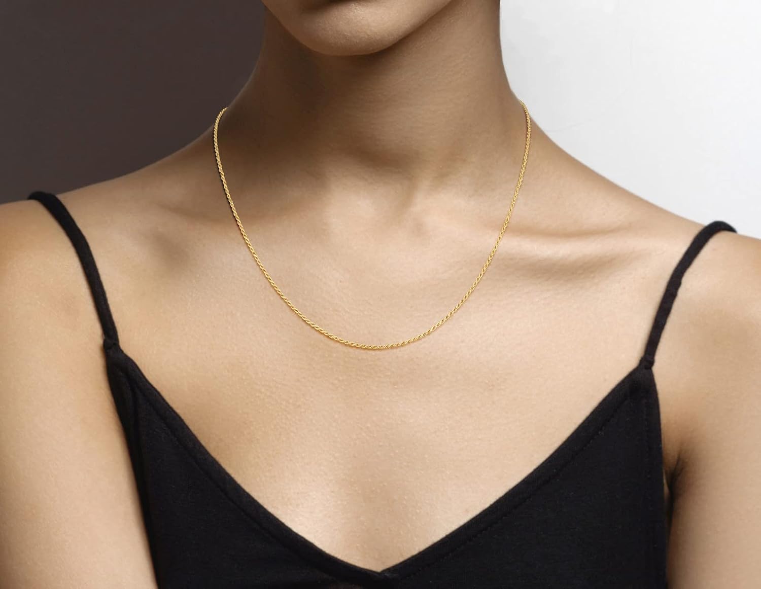 Miabella Italian 925 Sterling Silver, 18K Gold Plated 1.5mm Diamond-Cut Rope Chain Necklace for Women Men | Made in Italy
