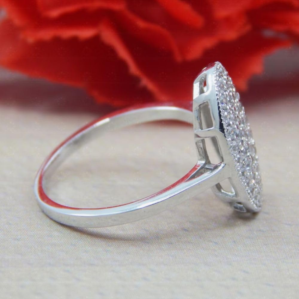 icedout 1.50 Ct Round Diamond Oval Shape Multi-Stone Cluster Vintage Engagement Ring Twilight Bella Dawn Edward Cullen Pave Ring For Women 14K White Gold Plated 925 Sterling Silver Handmade Jewelry