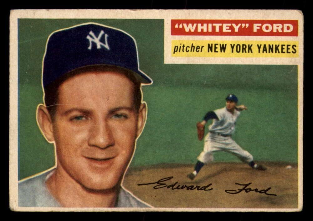 Baseball MLB 1956 Topps #240 Whitey Ford creased Yankees