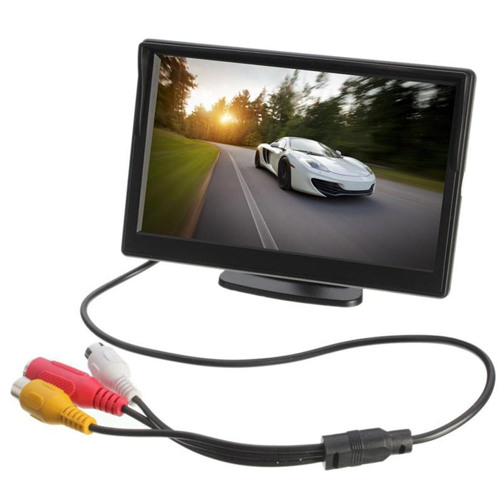 Monitor Per Auto TFT LCD 4,3 Pollici HD Con 2 Ingressi Video Per Telecamera Posteriore - Retrovisore Agganciabile