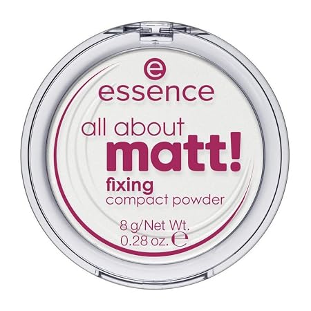 essence all about matt! fixing compact powder, Weiss, langanhaltend, mattierend, matt, für trockene Haut, vegan, ölfrei, ohne Parfüm, ohne Alkohol, 1er Pack (8g)
