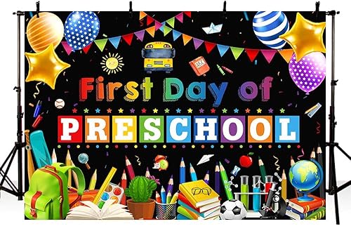 Miniatura 4 de Telón de fondo de bienvenida de regreso a la escuela, primer día de preescolar, fondo de fotografía para el primer día de jardín de infantes,